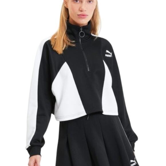 PUMA Cropped Half Zip Jacket Black Size Medium NWT - Picture 6 of 6